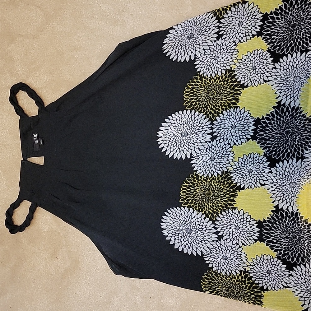 a.n.a Black Sleeveless Top with Floral Accents